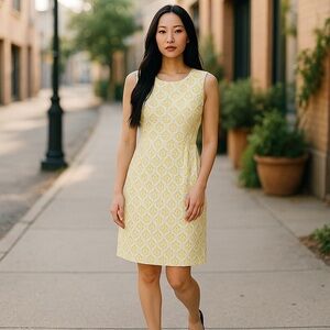 Antonio Melani Yellow with White Lace Dress Size 8